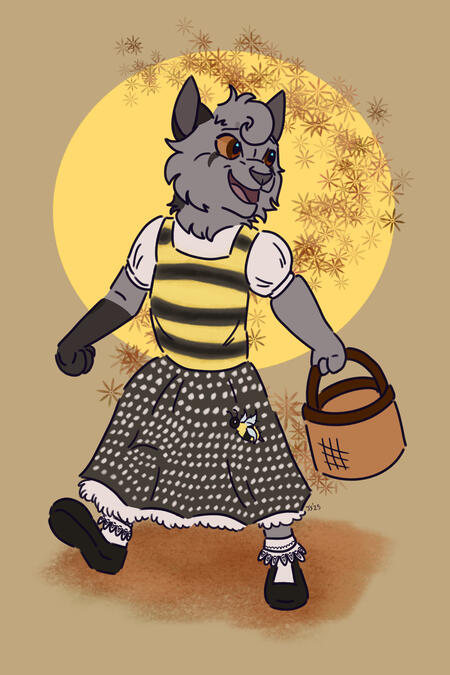 Digital flat color halfbody; no shading simple background